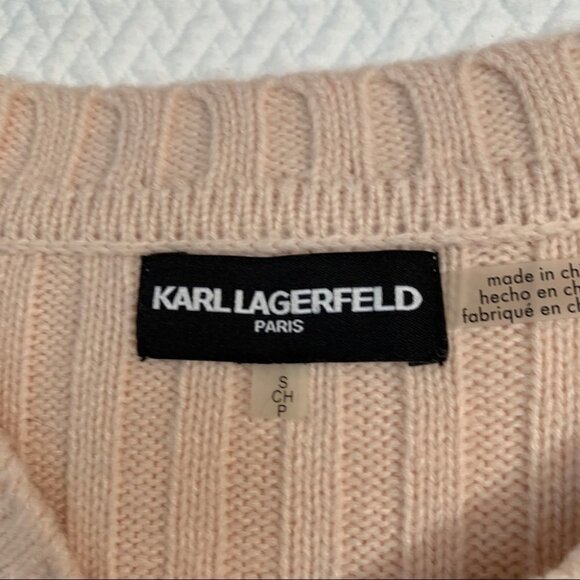 karl Lagerfeld Pearl Embellished Blush Pink Sweater Size S - Picture 8 of 8